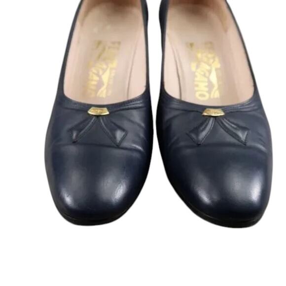 Salvatore Ferragamo Shoes Womens 5.5 Pumps Classic Fashion Leather Blue Formal - Picture 13 of 16